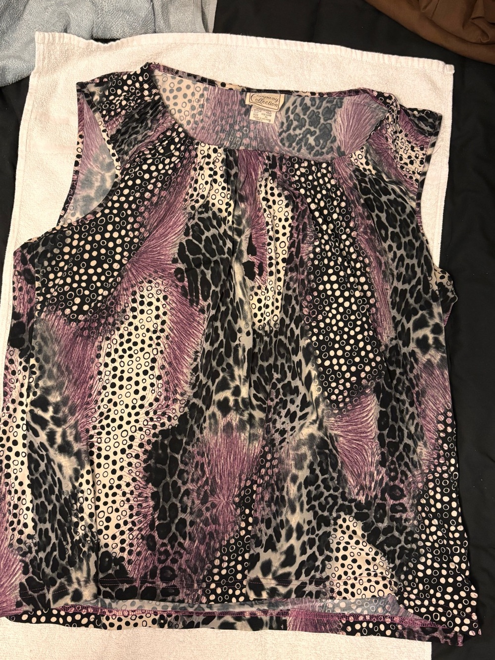 Sleeveless Animal-Print Camisole in Purple and Black